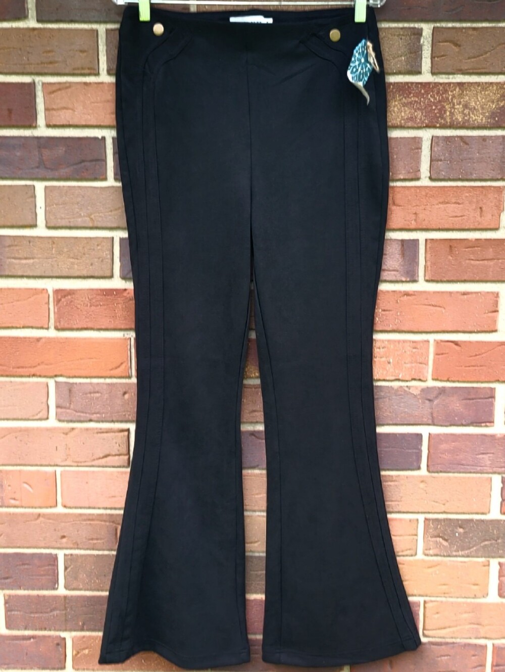 NWT Dakota Blue Suede Like Black Pants, Western Flare Womens Size Large (30x32)